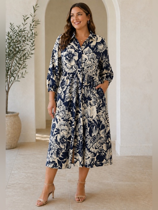 Rachel Zoe Dresses & Skirts - NWOT Rachel Zoe Los Angeles Navy Floral Popover Dress Size XL